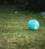 small globe on grass