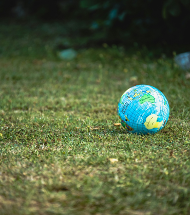 small globe on grass