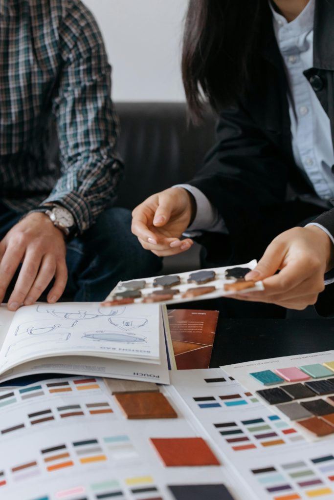 people holding product swatches