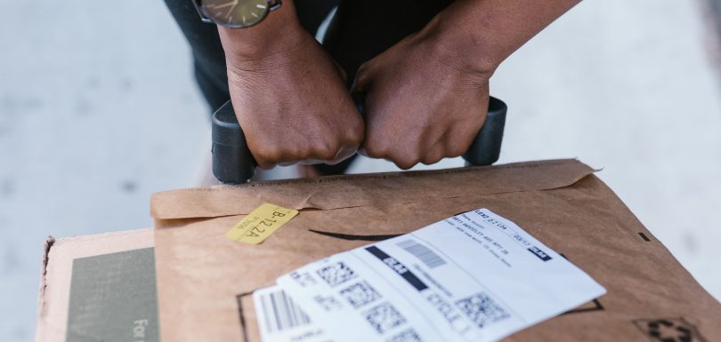 person with an amazon package