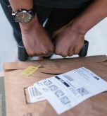 person with an amazon package