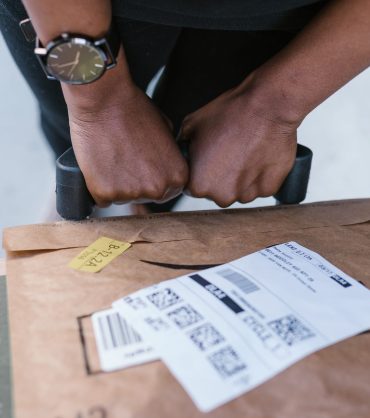 person with an amazon package