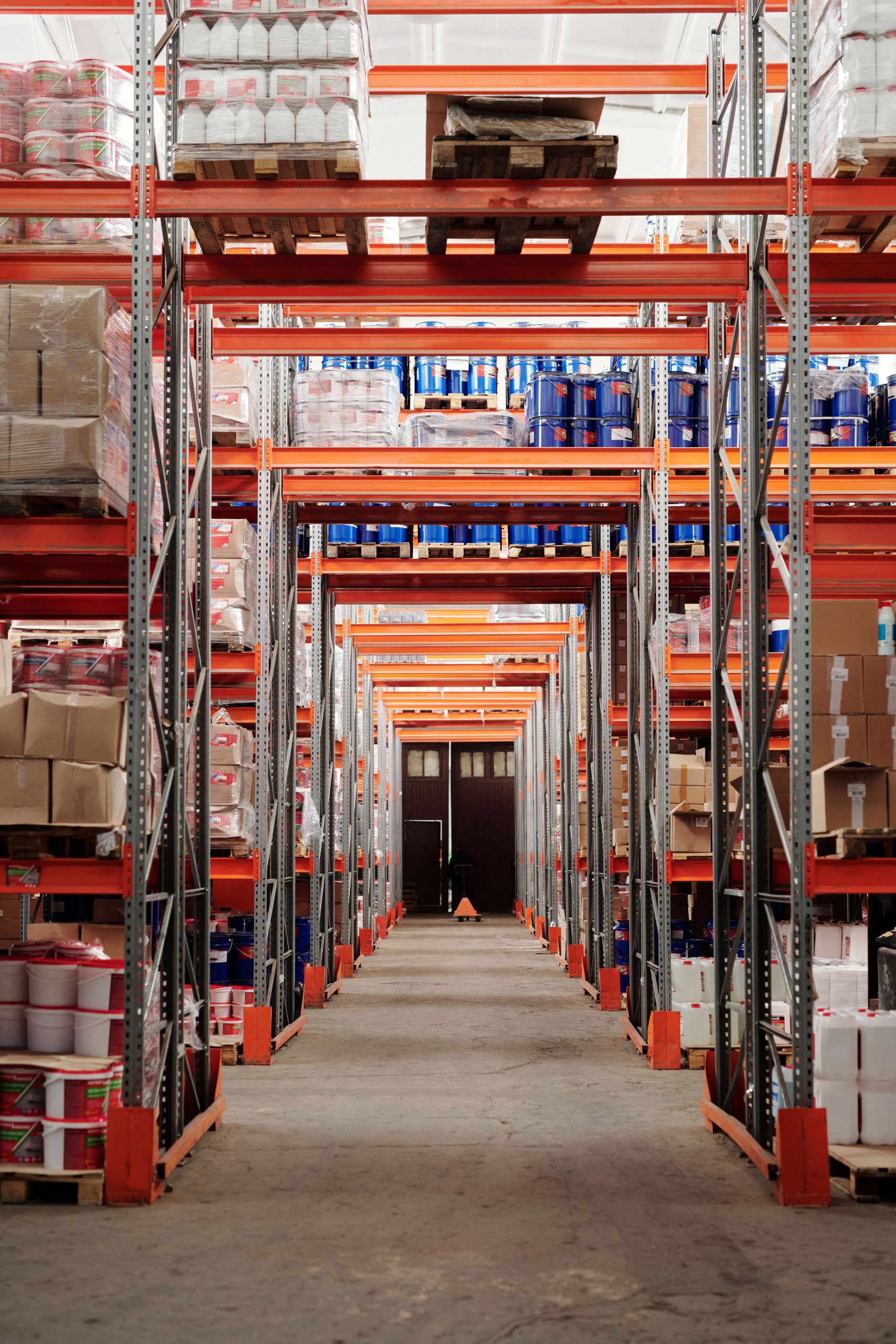 products on shelves in warehouse